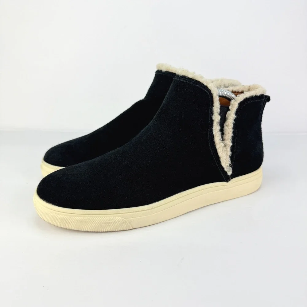 Lucky Brand 10M Laycia Black Suede Shearling Lined Womens Winter Ankle Boots - Picture 5 of 11